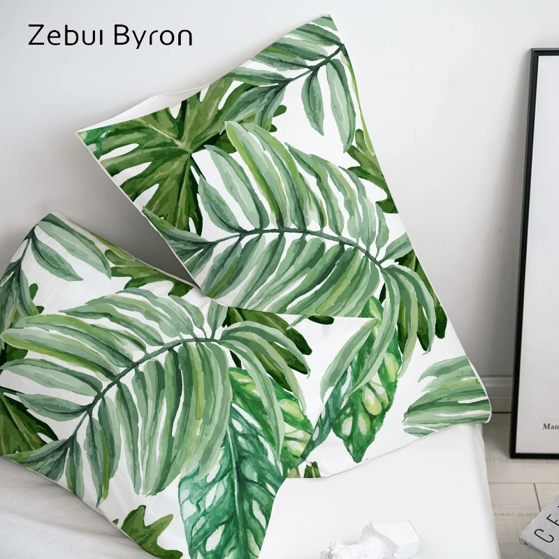 

3D HD Pillow Case Pillowcase Custom/50x70/50x75/50x80/70x70 Decorative Pillow Cover,Nordic eucalyptus leaves Bedding Drop Ship