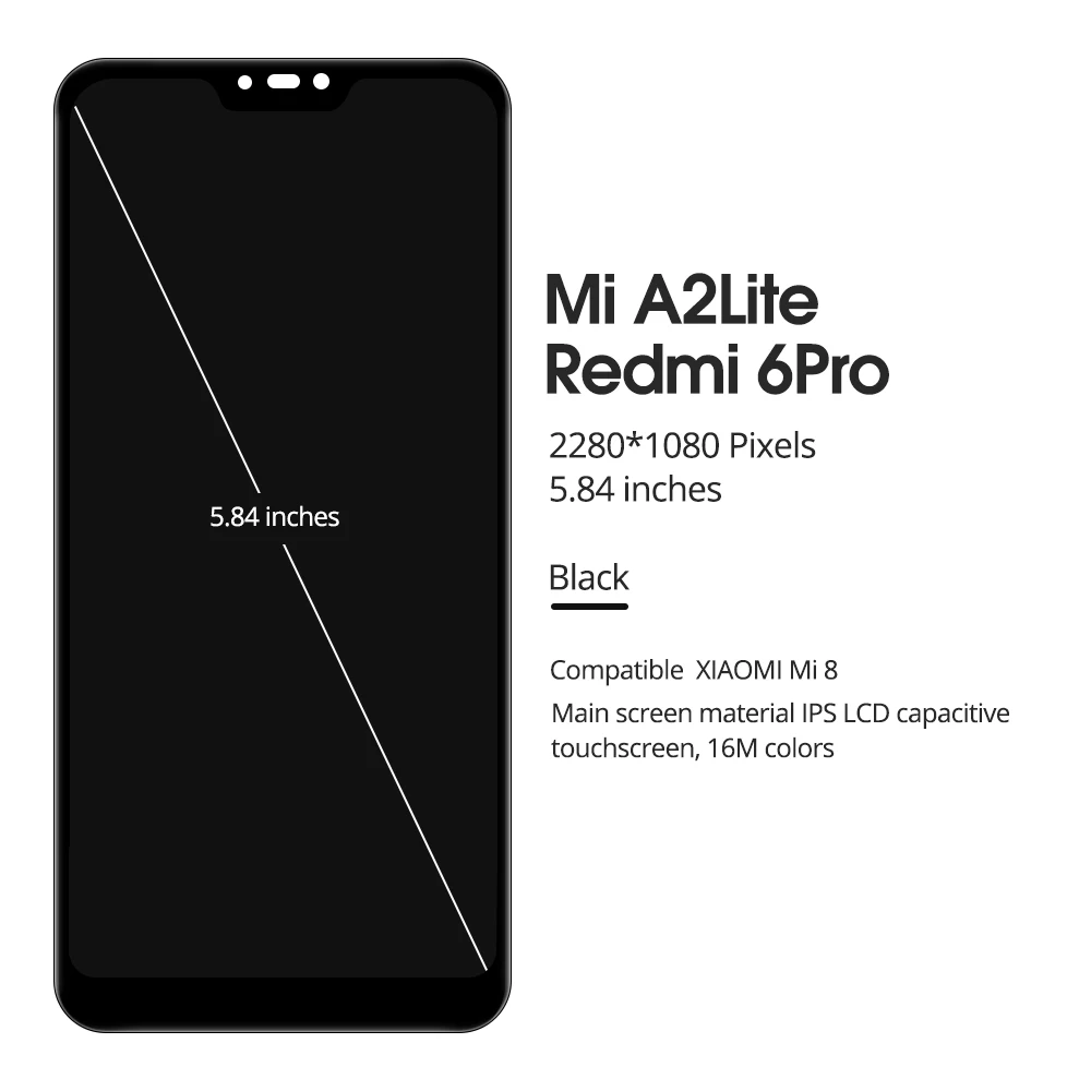Оригинальный Xiaomi MI A2 Lite Redmi 6 pro сенсорный ЖК экран дигитайзер lite дисплей с рамкой