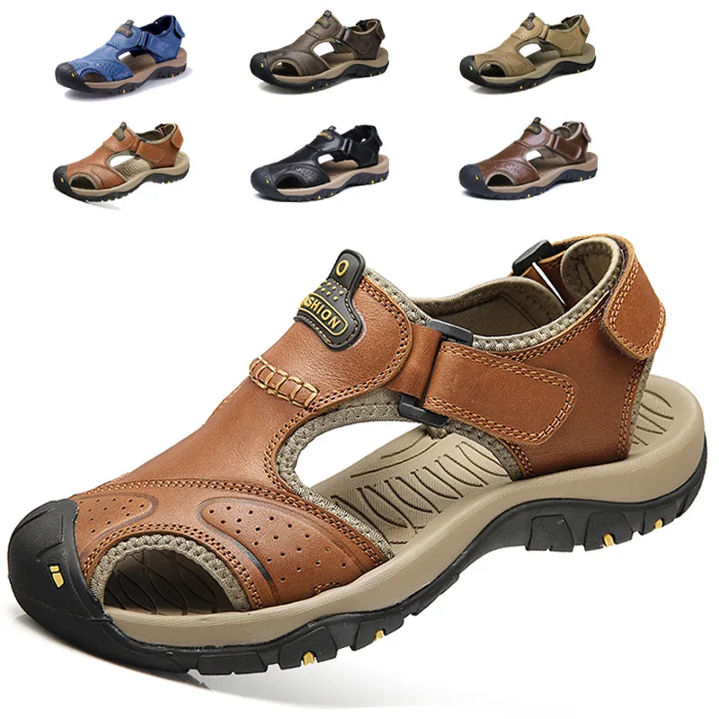

2019Sandals Man Summer Ouitdoor Style Genuine Leather Beach Casual Male Fisherman for Men Walking High Quality Comfortable Shoes