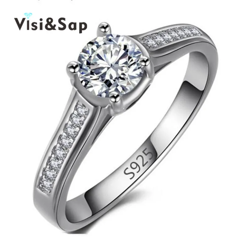 

Euramerica style Rings For women Wedding engagement bague Silver plated rings AAA CZ diamond Bijoux fashion jewelry VSR004