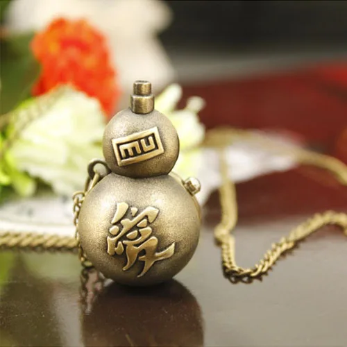 

Anime Naruto Vintage Gaara Weapon Pocket Watch Necklace Pendant Cosplay Toy Gift
