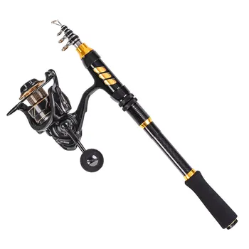 

Fishing Kits 1.5 / 1.8 / 2.1 / 2.4m Carbon Fiber Telescopic Fishing Rod And Reel Aluminum Alloy Fishing Reel Spinning Reel Set