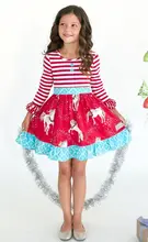 2016 wholesale cute new style unicorn design with ruffle Christmas dress