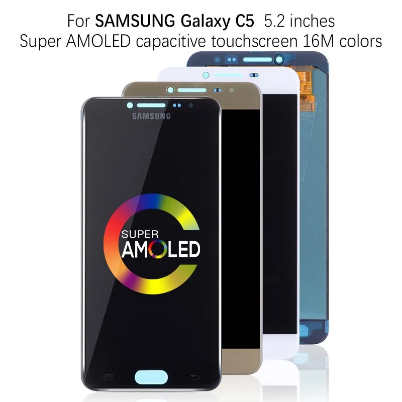 AMOLED Дисплей для SAMSUNG Galaxy C5 C5000 LCD в сборе с тачскрином 5.2'' черный белый золотой