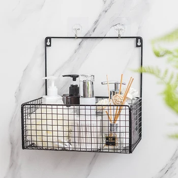 

Iron Wall Hanging Storage Rack For Kitchen Home Books Storage Organization Grid Multi-purpose Storage Basket Decor Wall Shelves