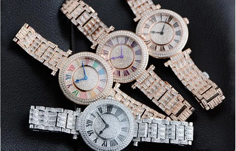 

GOOD LUCK Designer Women Rotating Watches Fashion Luxury Crystals Dress Wrist watch Classic Roman Quartz Relogios Montre Femme
