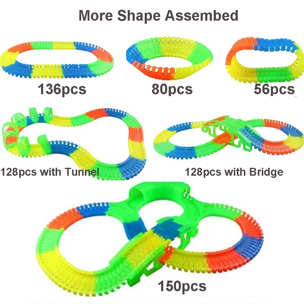 Большой размер волшебный светящийся гоночный трек Набор Гибкая вспышка в темноте железная дорога с светодиодный светильник автомобиль игрушки для детей