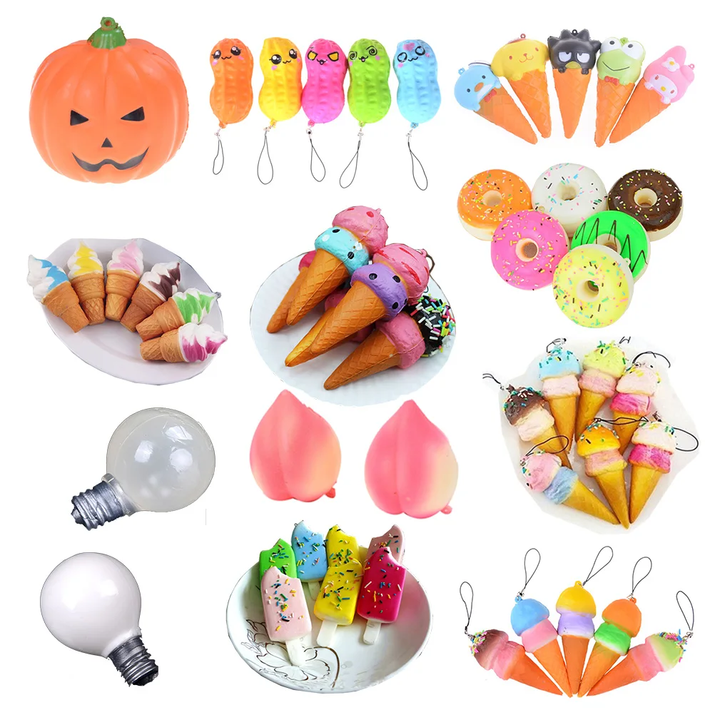 New Cute Soft Jumbo Ice Cream Cone Squishy Cell Phone Straps Bread Scented Key Chains Charms Stress Relife Squeeze Kids Toy | Игрушки и
