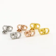 Горячая двойные полые круглые розовые золотые цвета/золотой цвет/серебряный цвет серьги из нержавеющей стали