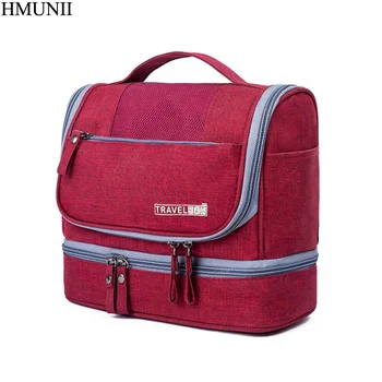 

HMUNII Hanging Toiletry Bag Travel Women Cosmetics Bag Waterproof Oxford Organizer for Wet and dry separation makeup Kit for Men