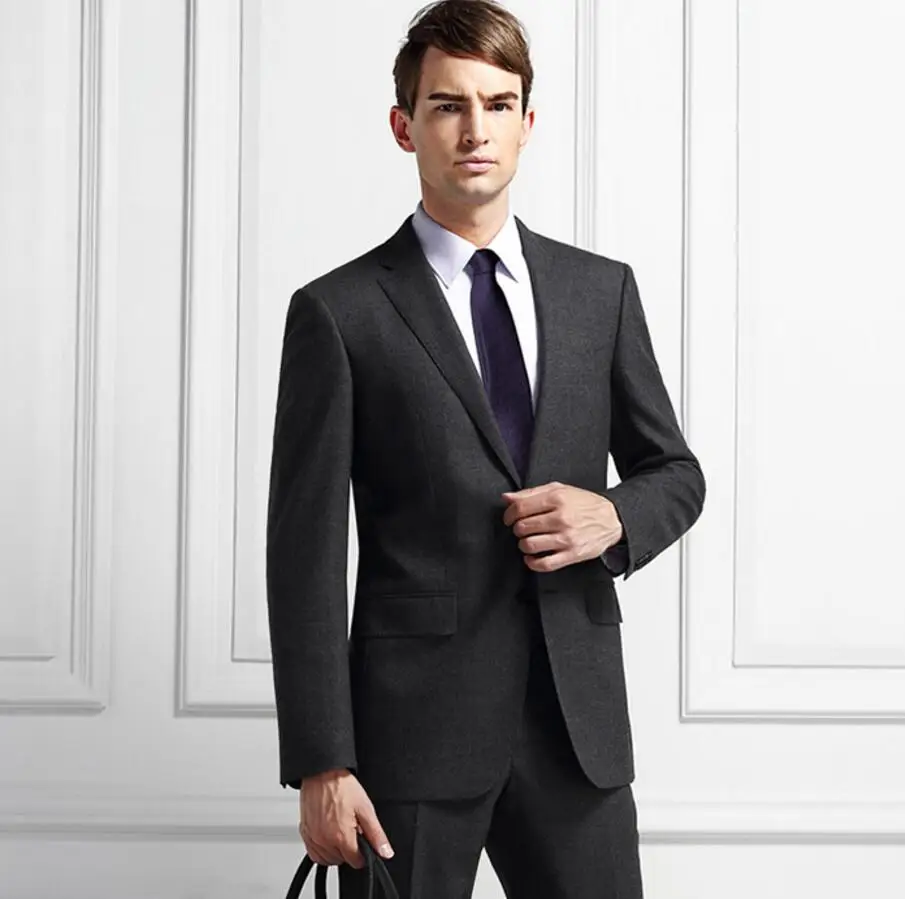 new Men's suit wool blended custom two grain of buckle fashion design