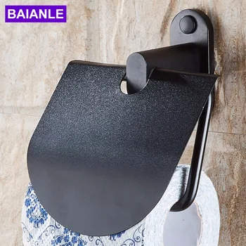 Toilet Paper Holder Waterproof Cover Creative Aluminum Bathroom Roll Paper Holder Black Paper Towel Holder Wall Mounted creative wall mounted bathroom roll paper towel racks home wall decoration solid wood paper towel racks bathroom accessories