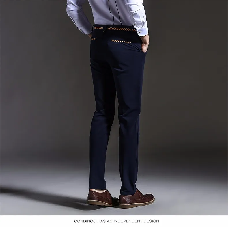Новинка 2017 года Демисезонный мода Slim Fit Для мужчин Повседневные штаны для мужчин прямое платье Для мужчин эластичные Бизнес костюм