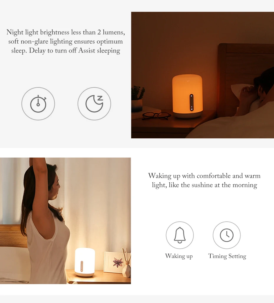 Прикроватная лампа Xiao mi jia 2, умный красочный светильник, голосовое управление Wi-Fi, сенсорный выключатель, mi Home App, светодиодная лампа для Apple Homekit Siri
