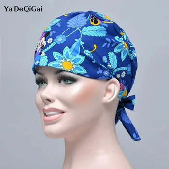 

Dentistry Beauty work cotton pet doctor hats medical cap with Mickey sweatband surgical caps Pet doctor Printing Veterinary hats