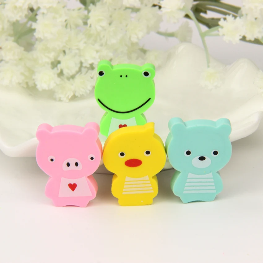 

8PCS Mini Cute Candy Color Animals Eraser Creative Eraser for Kids Gift Stationery School Supplies