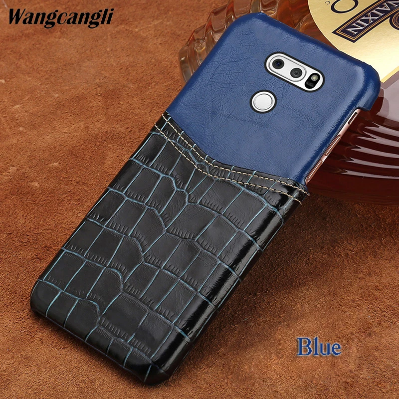 

New crocodile mobile phone case for LG G7 splicing oil wax leather card phone case Genuine leather for lg g6 case protection