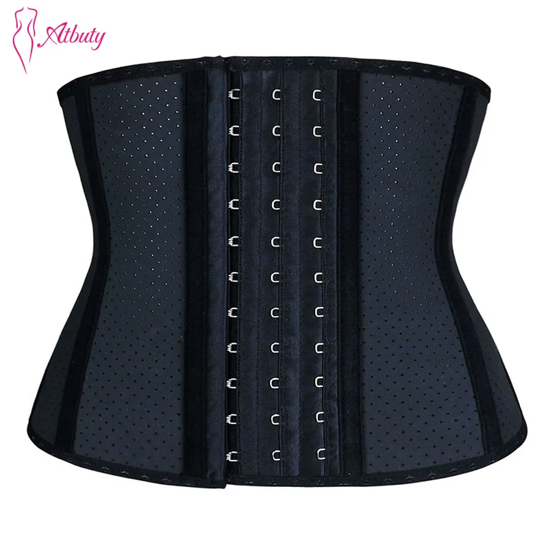 

Atbuty Latex Waist Shaper 9 Inches Height Breathable Waist Trainer Corset Short Steel Boned Body Shaper Workout Girdles