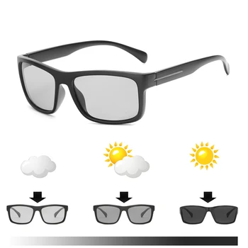 

2018 new Men Driving Photochromic sunglasses Men Polarized Chameleon Discoloration Sun glasses square sunglasses