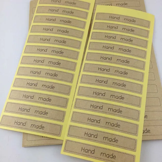 300PCS Kraft Paper Stickers Hand Made Sticker Labels Sealing adhesive Labels Baking labels DIY ...