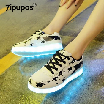 

7ipupas 11 Color luminous shoe Lovers couple LED glowing shoe boy girl Unisex rechargeable light led sneaker for children