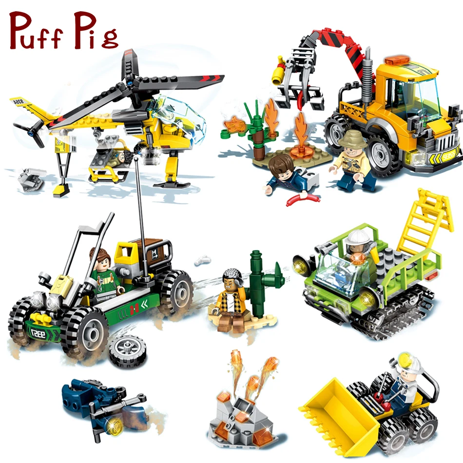 

City Police Rescue Team Helicopter Cars Modle Building Blocks DIY Bricks Set Enlighten Toys For Children Compatible Legoed City