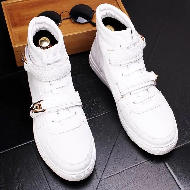 

ERRFC New Arrival Luxury Men White Casual Shoes High Top Fashion Designer Double Buckle Strap Hip-Hop Shoes For Man Trending