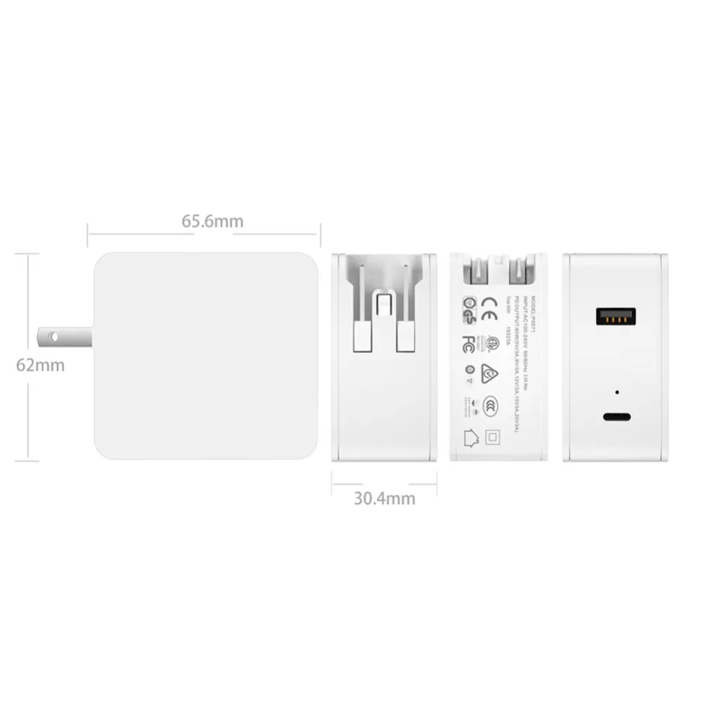 PD 57 Вт Зарядное устройство мощность доставки стены зарядное устройство PD 45+ 5 В 2.4A usb-переходник для зарядки для Apple MacBook nintendo переключатель Chromebo
