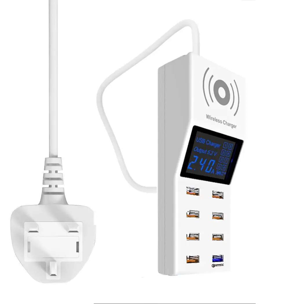 Беспроводное зарядное устройство Quick Charge Smart 8 DC 5 V/3A, 9 V/2A, 12 V/1,5 порты мобильного телефона USB 40W зарядное устройство для мобильного телефона