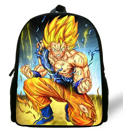 12-дюймовый герои мультфильмов Сунь Укун рюкзак Dragon Ball школьные ранцы для мальчиков принт Детский Рюкзак Mochila Escolar - Цвет: Черный