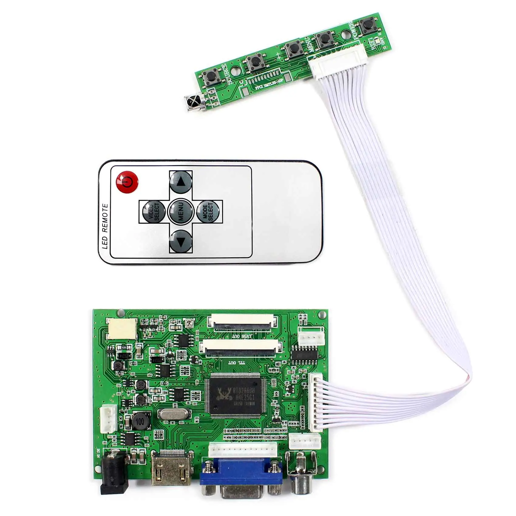 HD MI VGA 2AV LCD Controller Board 50Pin TTL Connector 1024x600 Resolution for 7inch 8inch Screen AT070TNA2 | Электроника