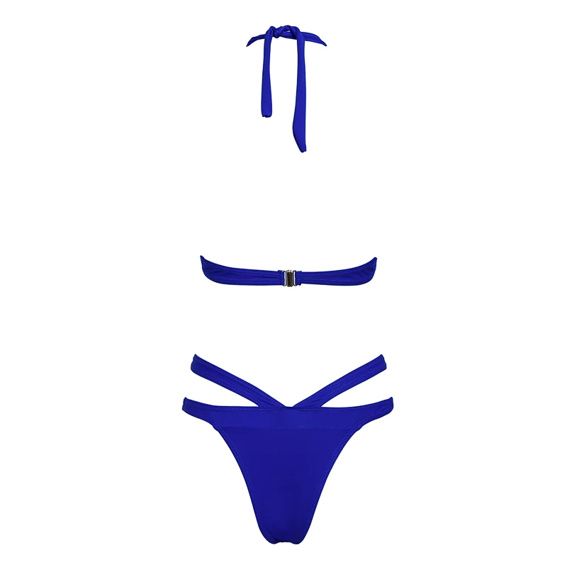 Bikinx женский купальник с бретелькой через шею,, комплект бикини с вырезами, пуш-ап, купальник для женщин, v-образный низ, купальник, сексуальный костюм из двух предметов