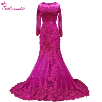 

Alexzendra Purple Mermaid Long Formal Evening Dress 2019 Long Sleeves Lace Sexy Prom Dress Party Dress Custom Made Dresses