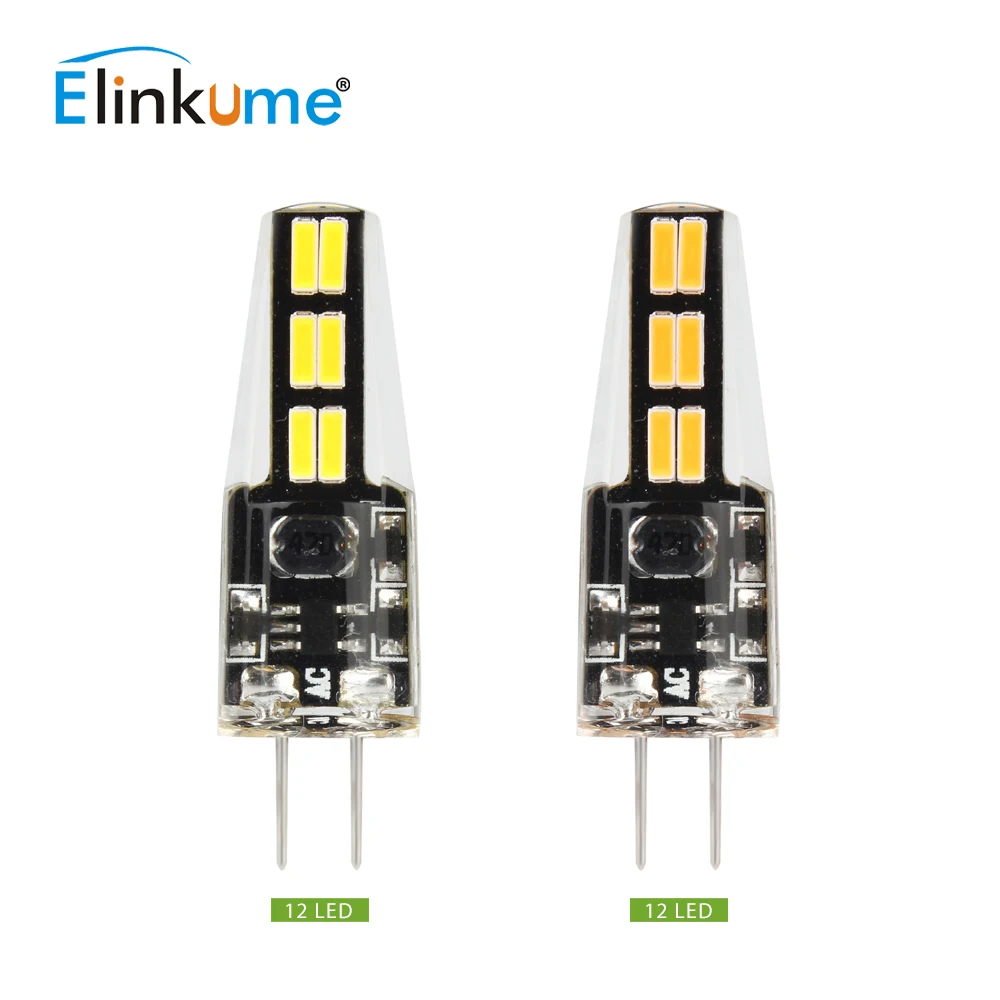 Elinkume 10Pcs Mini G4 LED Bulb 2W SMD 4014 12LEDs AC/DC 12V 360 Dimmable Spotlight Chandelier Lights Replace Halogen Lamps | Лампы и