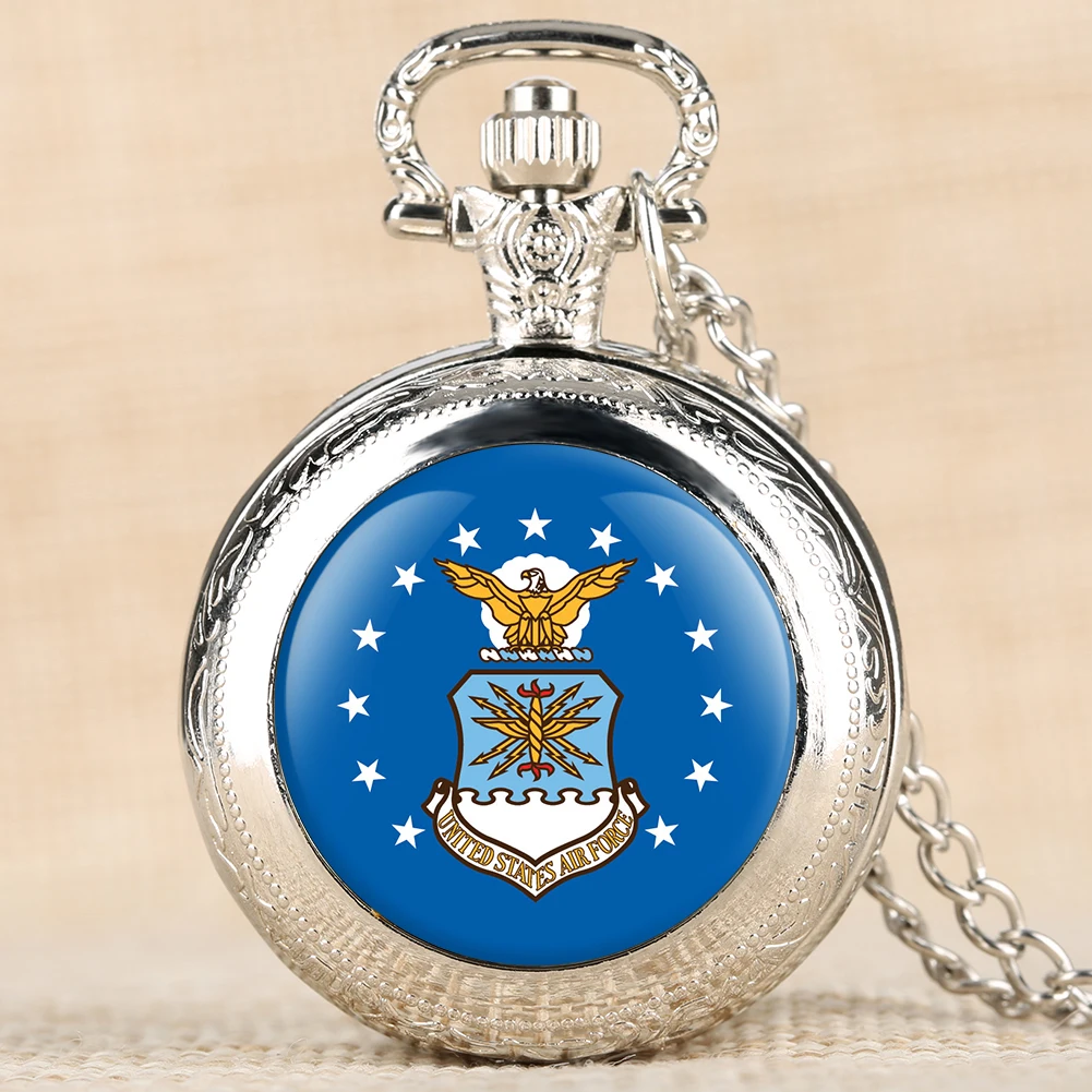 Retro Mens Pocket Watch Eagle Blue Design Pocket Watch for Boy Quartz Arabic Number Watches for Teenager - Цвет: Silver