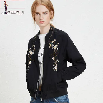 

Spring women denim jacket 2018 fashion new loose short female outerwear printing stand collar long-sleeved ladies jacket ll976