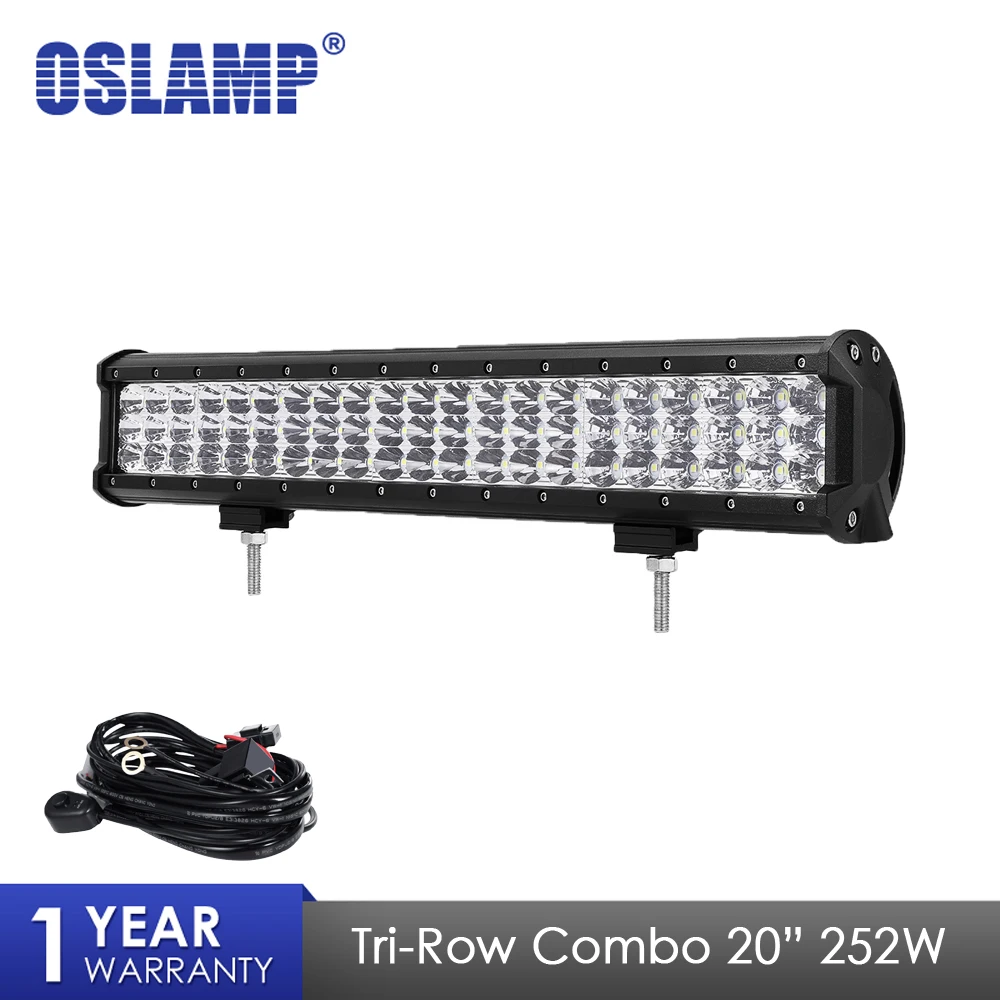 

Oslamp 20" 252W Work Light Tri-Row LED Light Bar Combo Beam Led Bar For 4x4 Truck ATV Trailer Car Offroad Driving Light 12V 24V