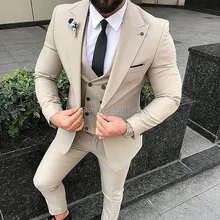 Three Piece Men Suits 2018 Peaked Lapel Trim Fit Blazer Tailor Made Wedding Groom Tuxedos Latest Jacket Vest Coat Pants Design