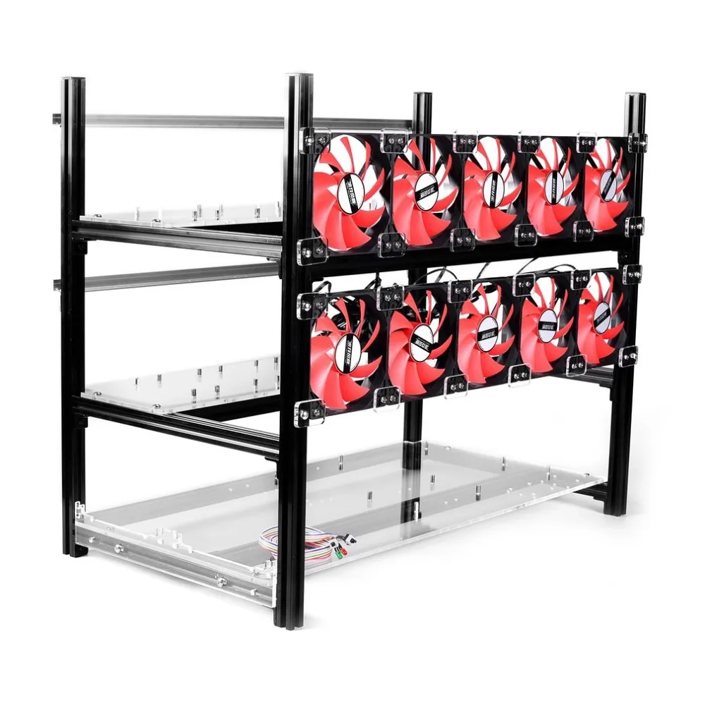 

12GPU Multifunctional Heat Dissipation GPU Mining Frame Case Stackable Design Aluminum Acrylic Insulation Mining Frame Case