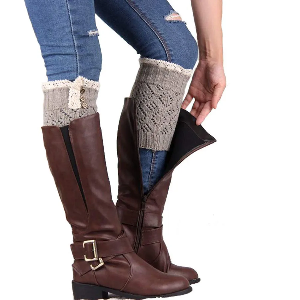 Женское кружевное эластичное голенище сапоги с манжетами носки вязаные носки верхние манжеты Retai выше колена носки Meias Зима Осень Мода - Цвет: Серый