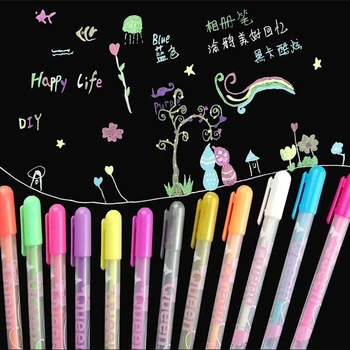 

12 Pcs/Pack 0.8mm Kawaii Candy Color Princess Style Multicolor Gel Ink Pen Escolar Stationery Papelaria School Office Supplies