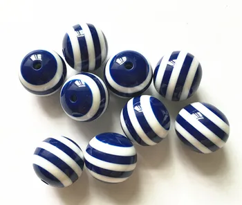 

Free shipping!100pcs/lot Royal Blue 20mm Resin Stripe Beads For Chunky Necklace