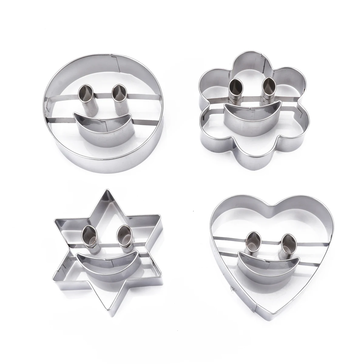 4Pcs/lot Creative Smiling Face Cookie Cutters DIY Stainless Steel Emoji Biscuit Cutter 3D Cake