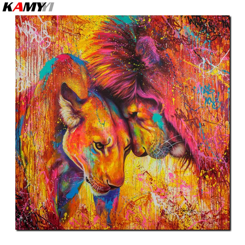 

5D Diy diamond painting cross stitch Lion animals Full Square Diamond embroidery Needlework Rhinestone Mosaic Crafts B619