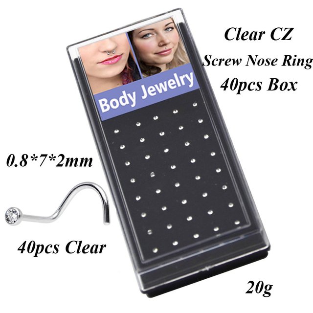 Stainless Steel Crystal Nose Ring Set Women Surgical Steel Nose Piercing Set ear bone needle Studs Body Jewelry