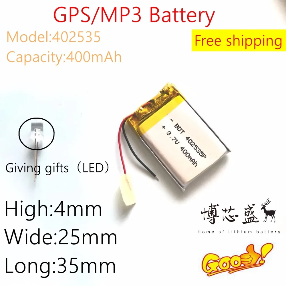 

3.7V 400mAh 402535 Lithium Polymer Li-Po li ion Battery cells For Mp3 MP4 MP5 GPS PSP mobile bluetooth