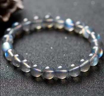 

free shipping 7mm Natural Labradorite Blue Moonlight Crystal Jewelry Bracelets