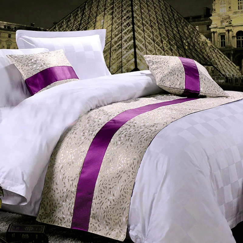 

White Luxury Bed Flag Runner Scarf for Home Hotel Decoration Bedding