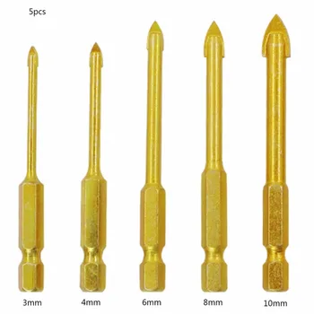 

Glass Porcelain Marble Spade Drill Bits Titanium Coating Carbide 1/4"(6.35mm) Hex Shank 3-12mm Ceramic Tile Drill Bits