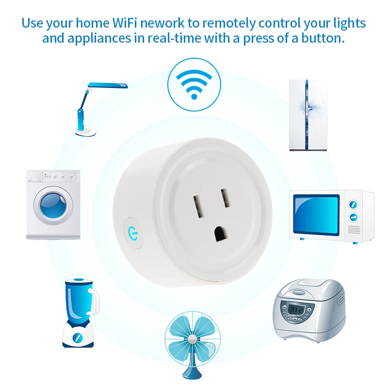 FrankEver Hot Sale US Mini Smart Socket 10A Wifi Plug Timing Switch Voice Control Work with Alexa Google Assistant